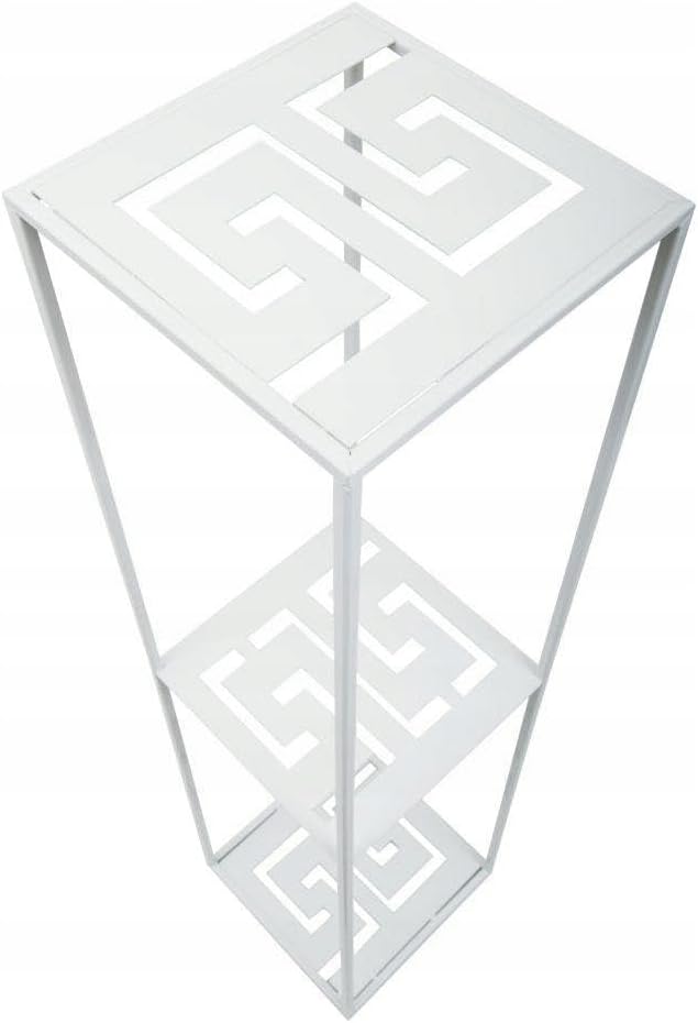 Blumenständer Metall 100 x 24 cm - Eleganter und Hoher Blumenhocker mit Zusätzlicher Ablage - Weiss