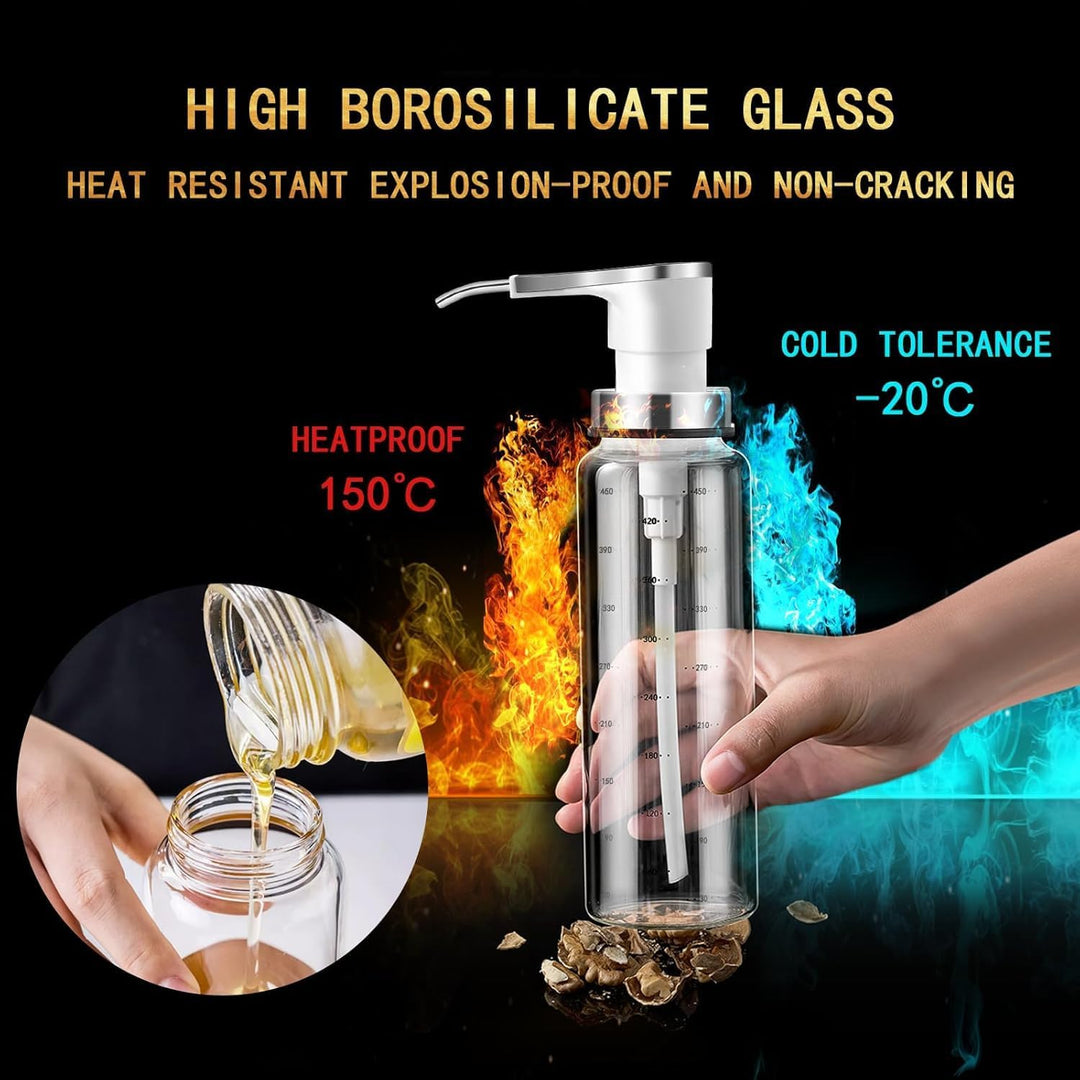Saucenpumpenspender, Kaffeesirupspender, 500 ml Glasflasche mit Edelstahlpumpen, auslaufsicher, Pump