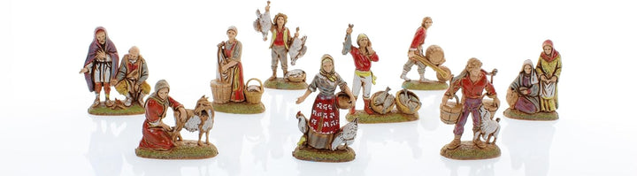 Moranduzzo Set 9 Neapolitanische Hirten für 6 cm Krippe Massstab 1:32 – MINI 6 – Unzerbrechliche Fig