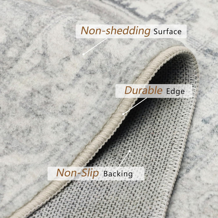 Homcomodar Vintage Flur Runner Teppiche 60x150cm Waschbare Distressed Kitchen Runner Teppiche mit Gu