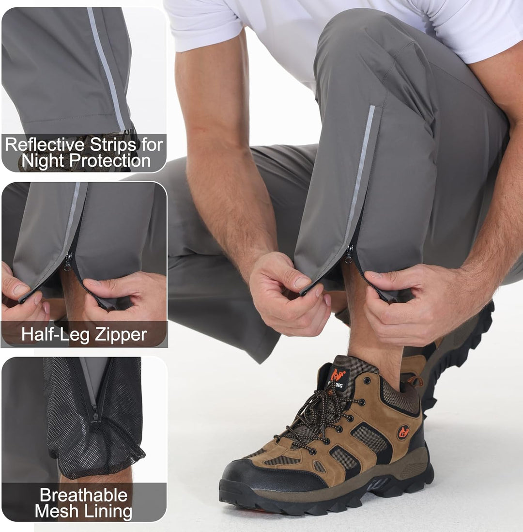 MOCOLY Herren Reflektierende Fahrrad Regenhose Überhose Leichte Atmungsaktive wasserdichte Hose für