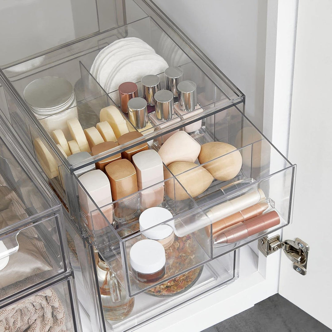 mDesign Schubladenbox mit 8 Fächern – Stapelbox aus Kunststoff für Küchen- und Kühlschrank – Küchen