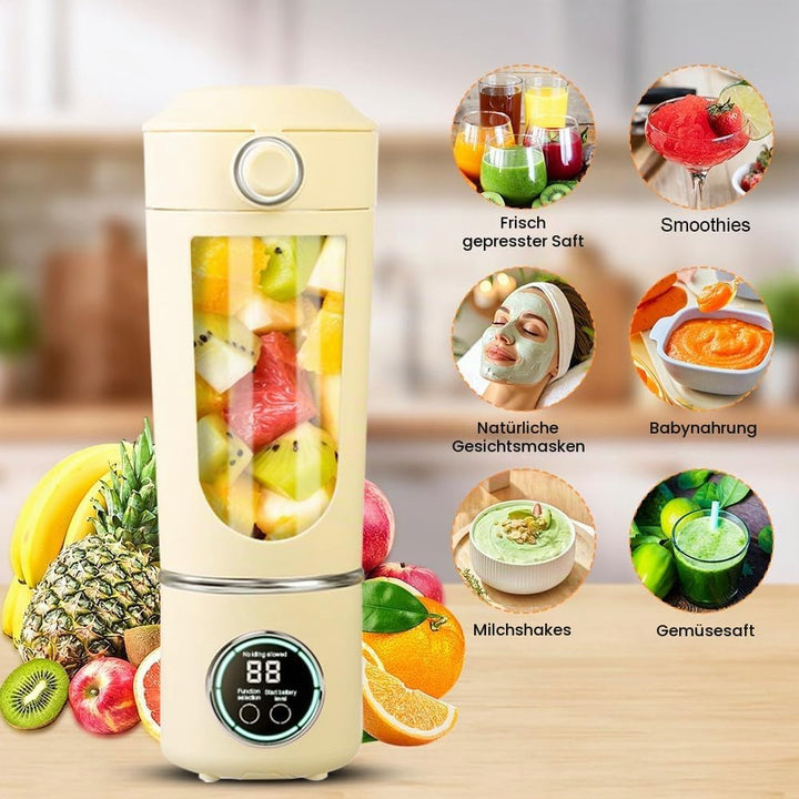 700 ml Tragbarer Mixer, Wiederaufladbarer Kleiner Entsafter, Smoothie Maker mit 12 Rostfreien Klinge