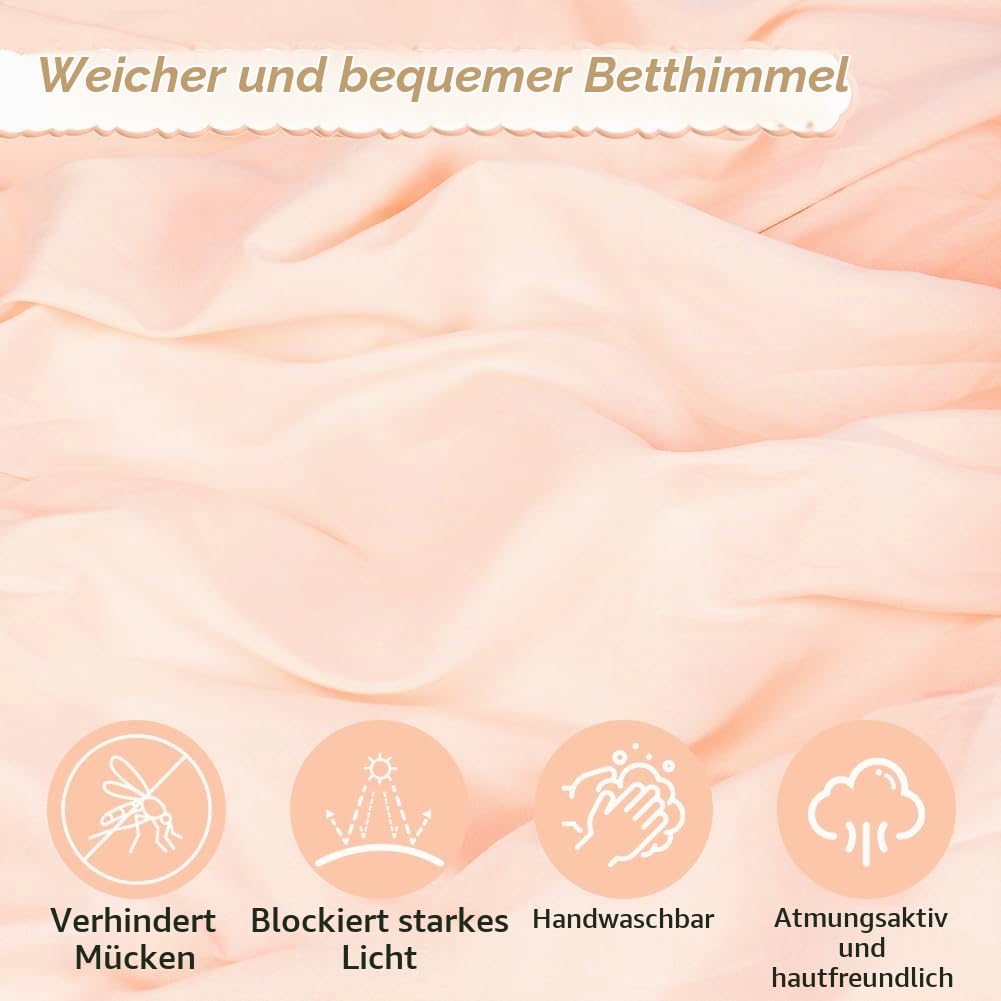 HOTUT Baldachin Kinderzimmer Vintage,Prinzessin Kinderbetthimmel mit Rüschen,Betthimmel Babybett Kin