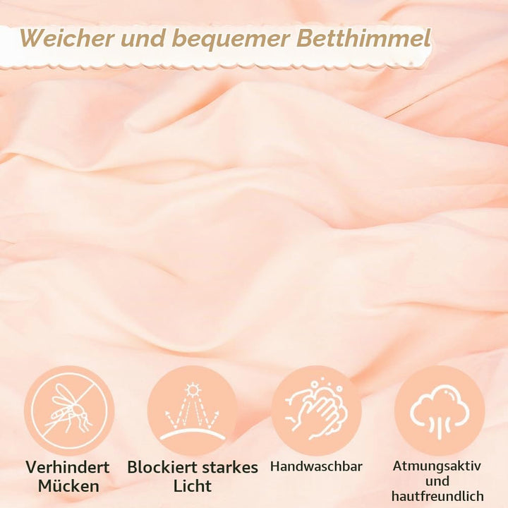 HOTUT Baldachin Kinderzimmer Vintage,Prinzessin Kinderbetthimmel mit Rüschen,Betthimmel Babybett Kin