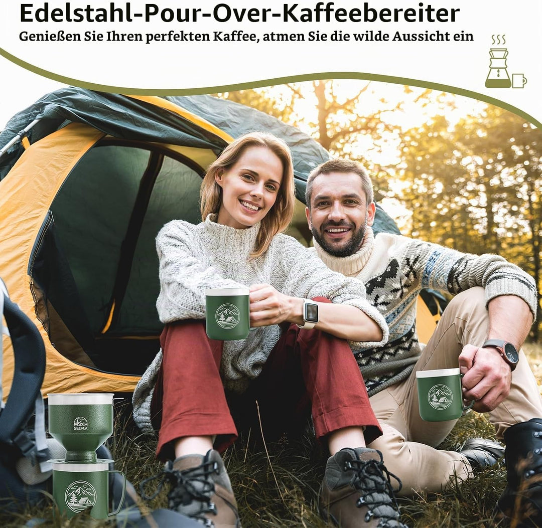 Edelstahl-Kaffeefilter, Wiederverwendbarer Tropfer für Isolierbecher, Papierselbsttragend für Wander