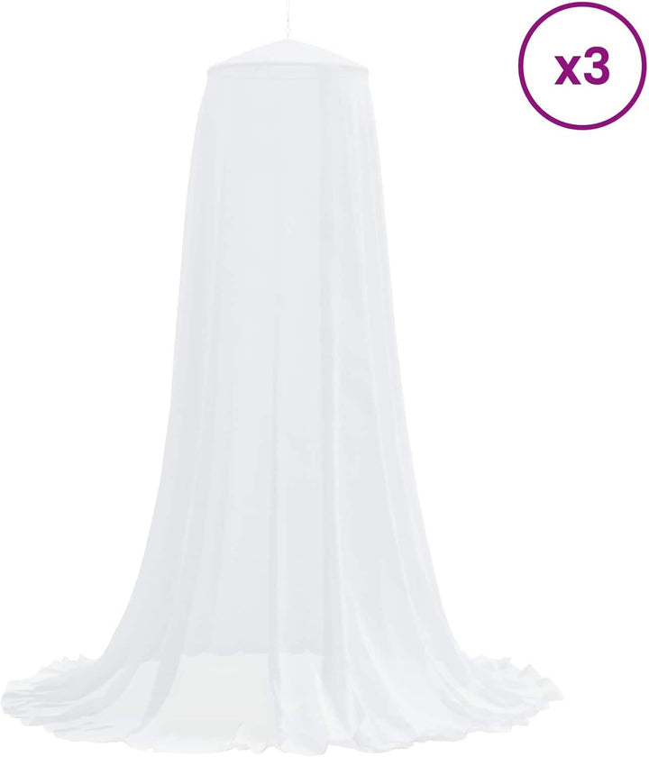 Moskito Netz für das Bett 3 STK. aus Polyester 156 Mesh Weiss, 56 cm Oben 220 cm hoch, mit genähtem