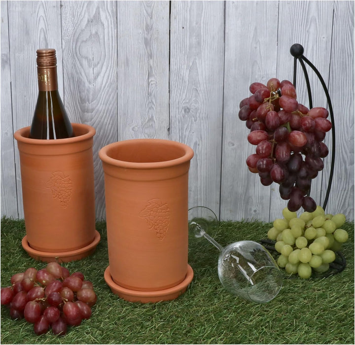 MamboCat | 2er Set Weinkühler + Untersetzer | Ø 12.5 cm | H 20.5 cm | Flaschen-Kühler für Wasser, We