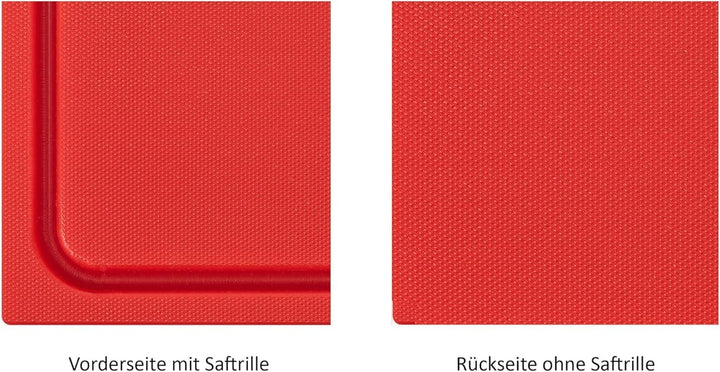 stabiles Schneidebrett Kunststoff | Rot, 35x25x2 cm | Spülmaschinenfest, EXTRA dick, messerschonend
