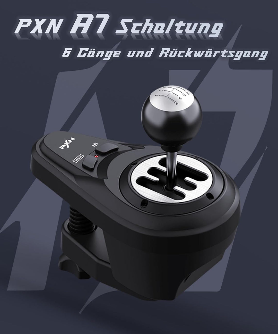 PXN A7 Schaltung, Gaming Lenkrad Schalthebel - Universal Shifter PC, 6+R Gängen, 3 Kabeln (USB, RJ11