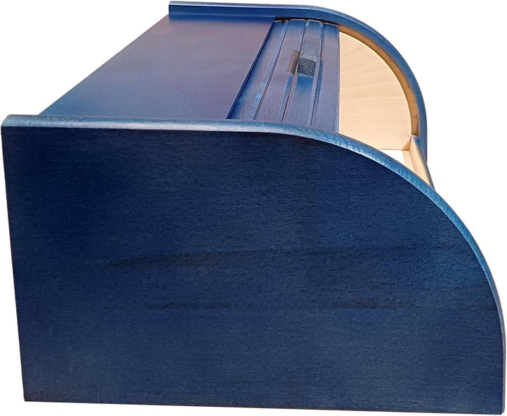 Brot-Box aus Holz, aufrollbar oder herunterklappbar, verschiedene Versionen erhältlich, holz, blau,