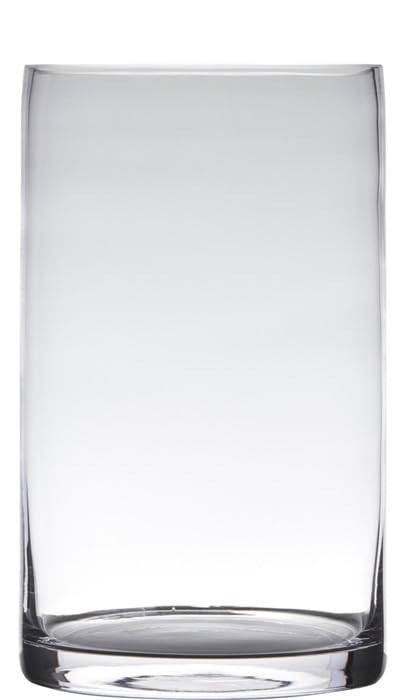 Dekoglas, Vase Zylinder Cold Cut H. 40cm D. 15cm transparent rund Glas Hakbijl