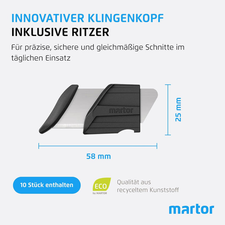 MARTOR 10 x Ersatzklingen für Sicherheitsmesser/Cuttermesser SECUMAX 370 10x Klingen, 10x Klingen