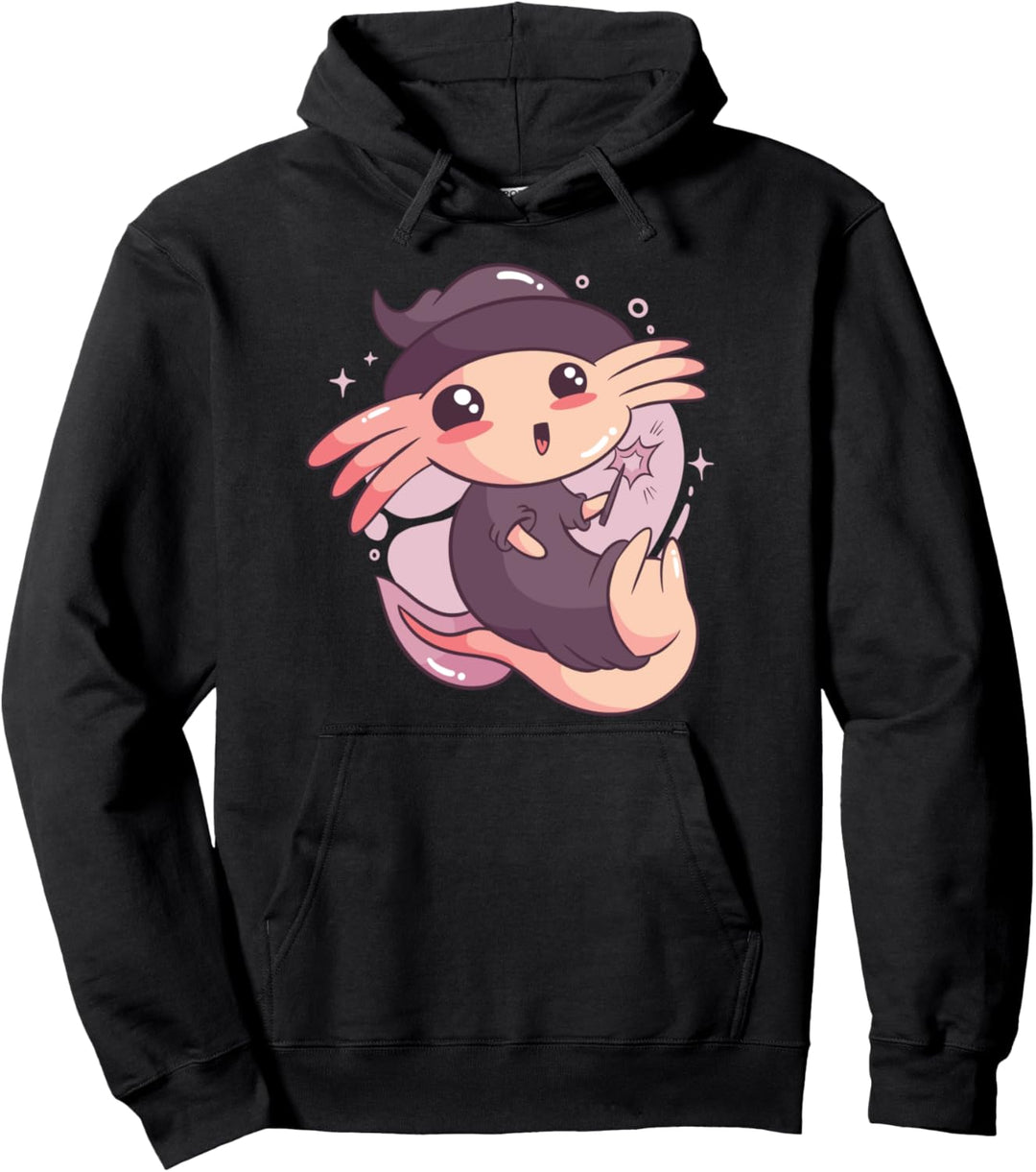 Niedliches magisches Axolotl Zauberer Hexe Lustiges Motiv Pullover Hoodie