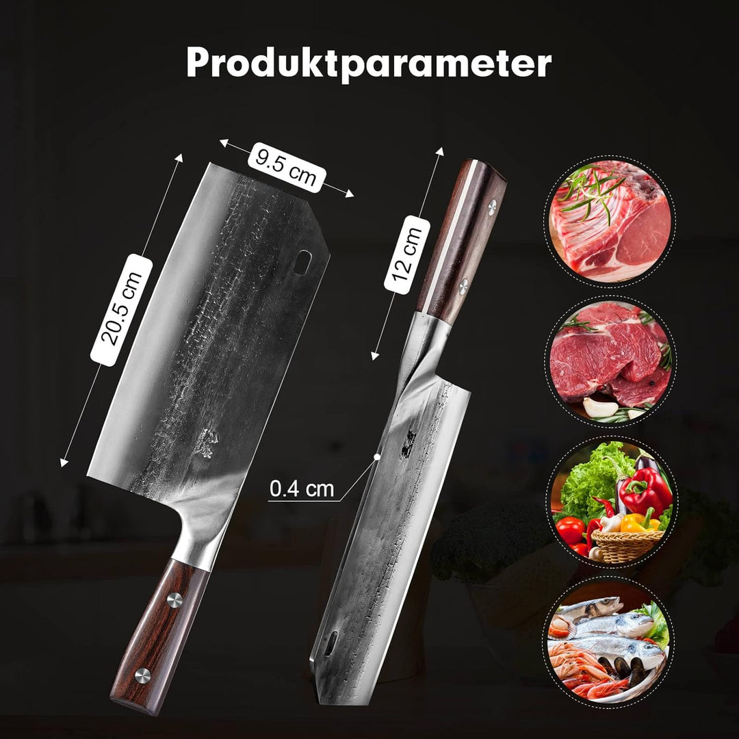 ENOKING Hackmesser, handgeschmiedetes Chinesisches Küchenmesser, Scharf Kochmesser Hochwertigem Deut
