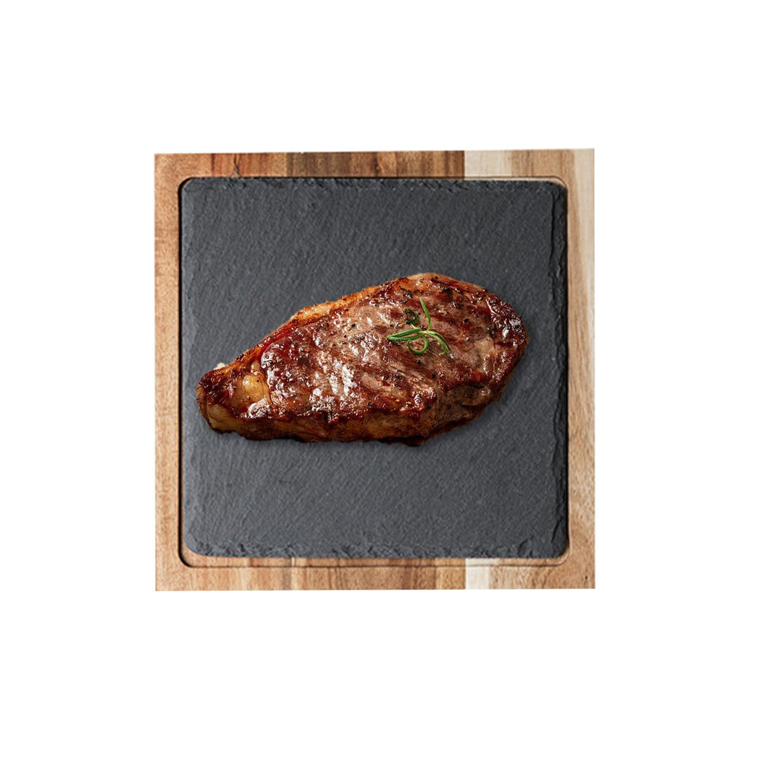 Schieferplatte Servierplatte, Für Steak und Grill Geschirr, Käsebrett aus Akazien-Holz und Natürlich
