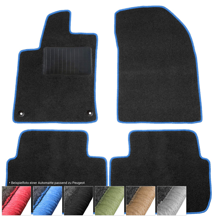 moto-MOLTICO Fussmatten Auto Velours Autoteppiche Schwarz Automatten Set 3-teilig passend für Peugeo