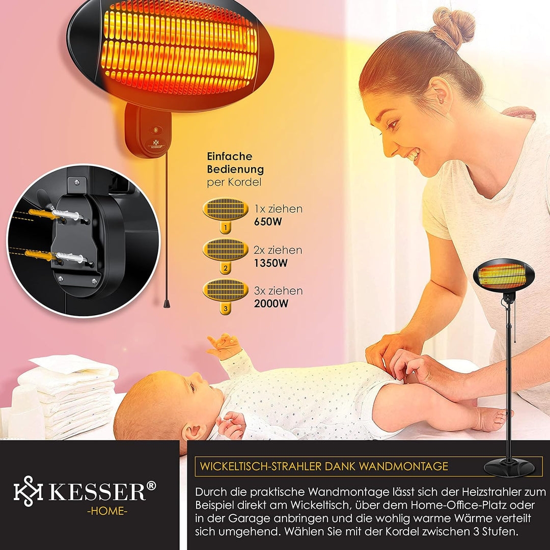 KESSER® Heizstrahler 2000 Watt ✓ Infrarot ✓ Standheizer ✓ Terrassenheizung ✓ Terassen ✓ Strahler ✓ H