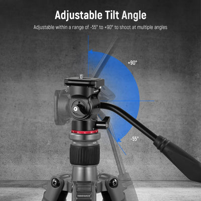 NEEWER Stativ Fluidkopf Pan Tilt Head mit Schnellwechselplatte und Griff, Metall Kamera Stativkopf k