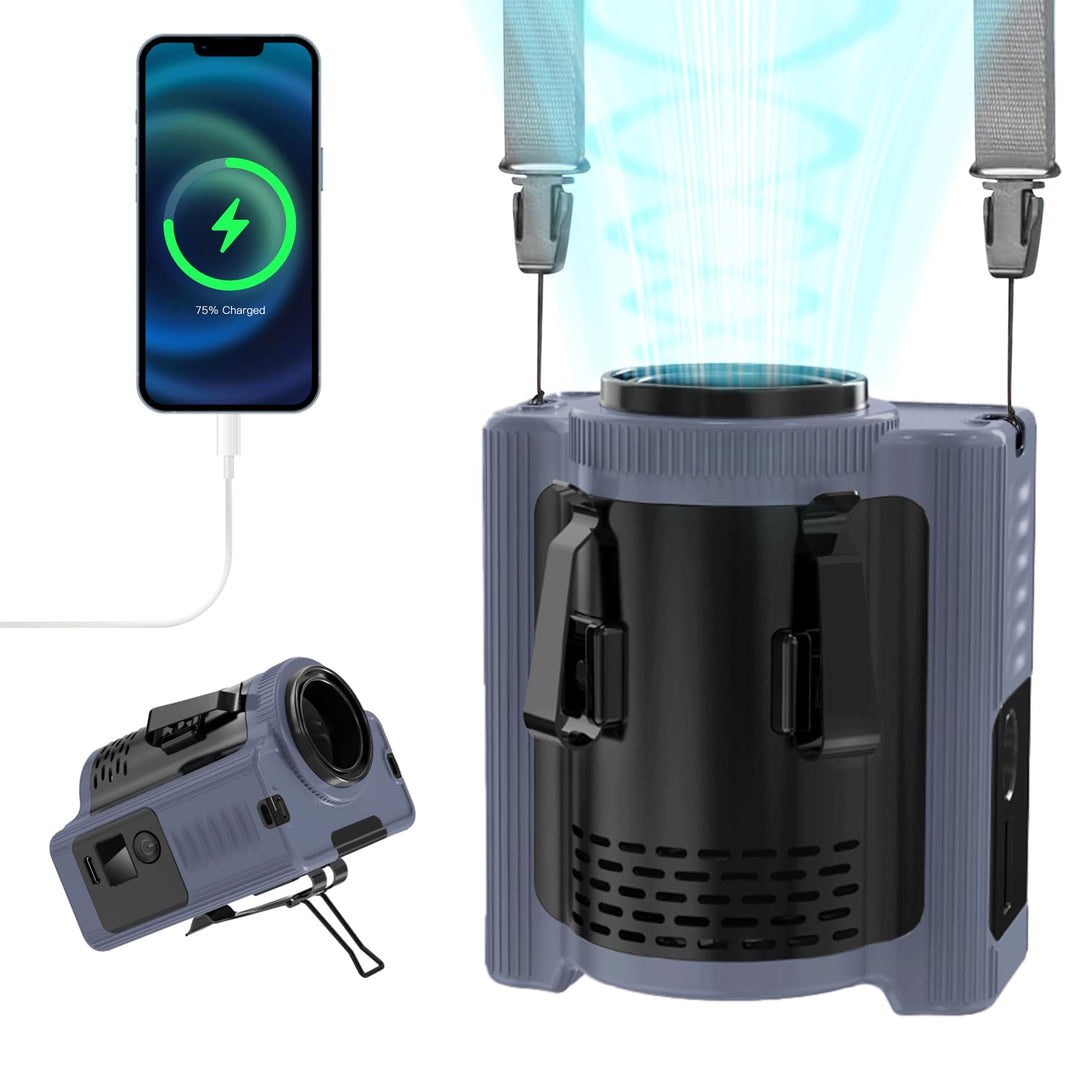 MERTTURM Tragbarer wiederaufladbarer Ventilator für Gürtel/Hals/Clip(16600 U/min Turbostrom), 5 Gesc