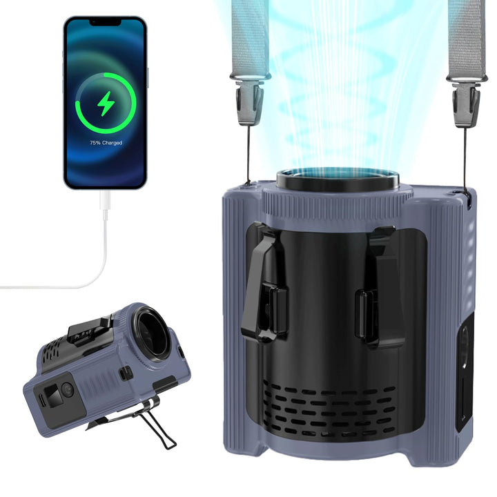 MERTTURM Tragbarer wiederaufladbarer Ventilator für Gürtel/Hals/Clip(16600 U/min Turbostrom), 5 Gesc