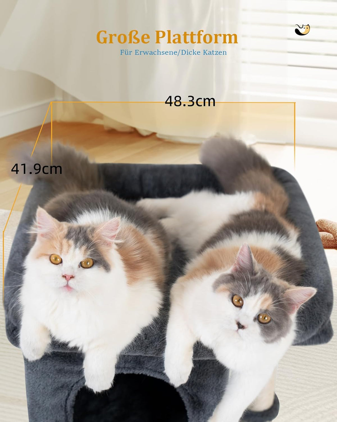 61cm Kratzbaum für Grosse Katzen Stabil, 2 Katzenhöhle fur Indoor Klein Katzen, Katzenbaum mit Gross