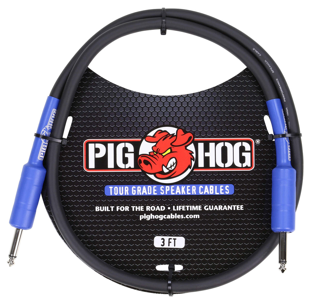 Pig Hog PHSC3 Hochleistungs-Lautsprecherkabel, 14 Gauge, 9,2 mm, 1/4 Zoll (0,64 cm), 90 cm 3 feet, 3