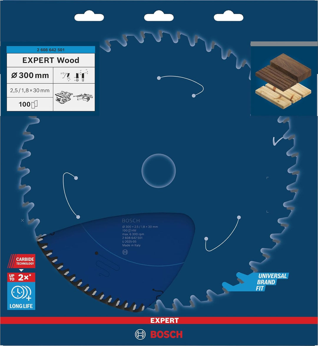 Bosch Accessories Professional Kreissägeblatt Expert für Wood, 300 x 30 x 2,5 mm, 100, 2608642501, 3
