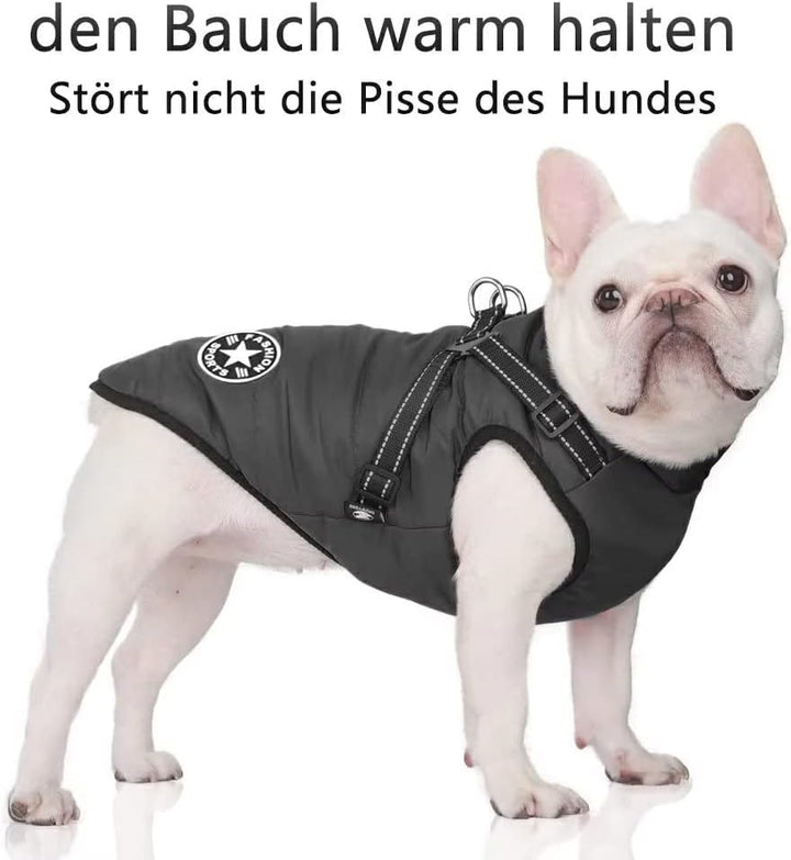 Voarge Hundejacke Winterweste Jacken, Hundemantel mit Geschirr für Kleine Hunde Hundemantel Wasserdi