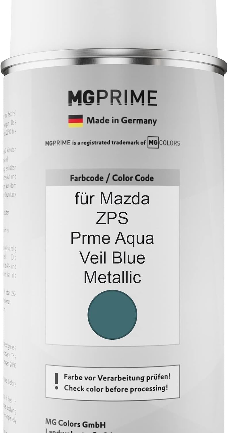 MG PRIME Autolack Sprühdosen Set für Mazda ZPS Prme Aqua Veil Blue Metallic Basislack Klarlack Spray