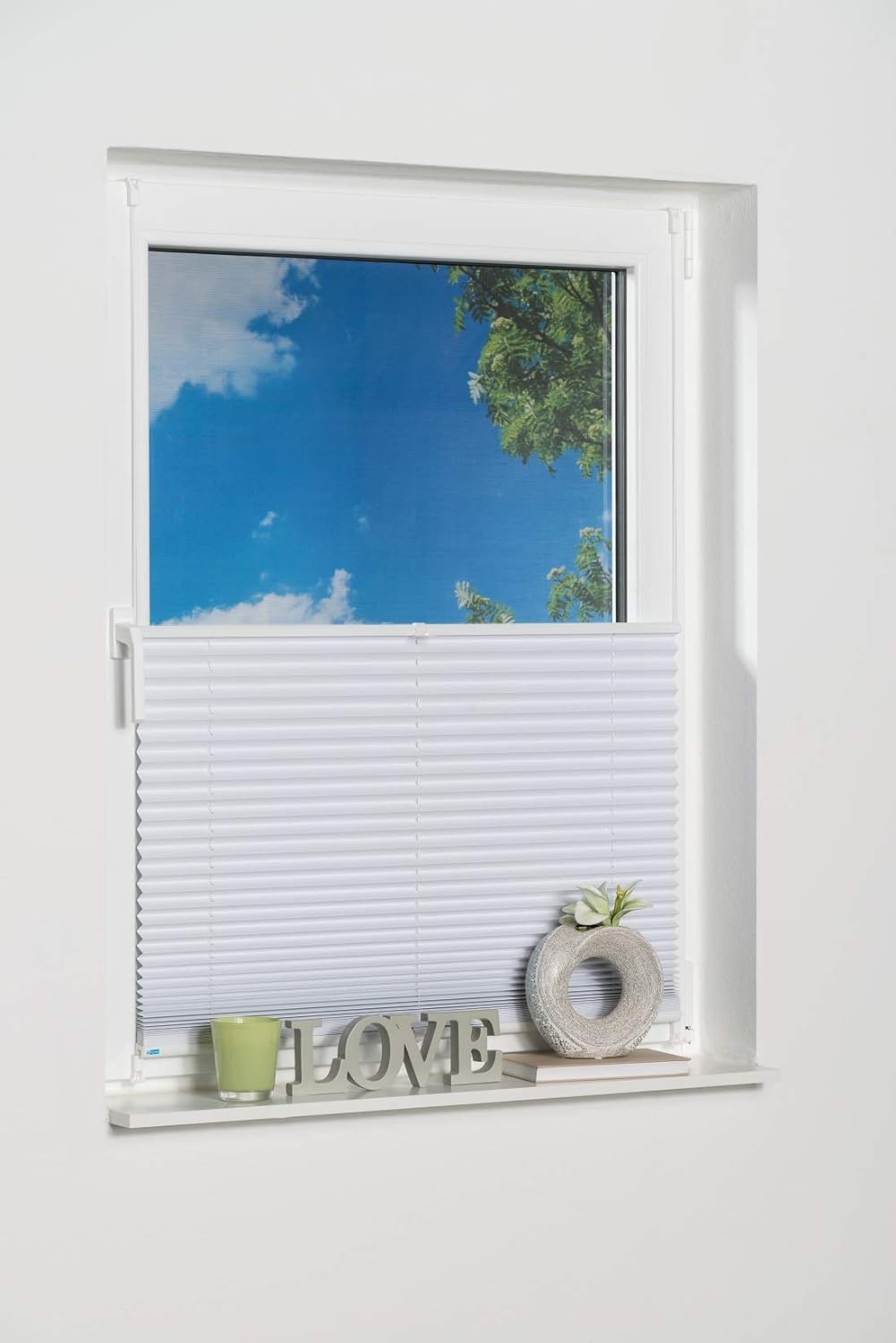 K-home Klemmfix-Plissee Palma Weiss 70 x 210 cm +++Verdunklung+++ 70 x 210 cm Weiss, 70 x 210 cm Wei