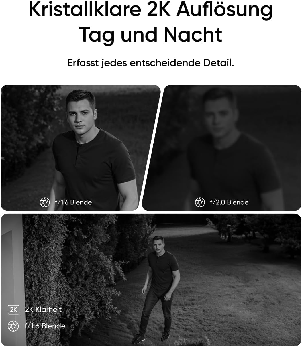 eufy eufyCam Solo E30, Solar Überwachungskamera Aussen, 360° Schwenk, KI-Tracking, 2K-Qualität, Kabe