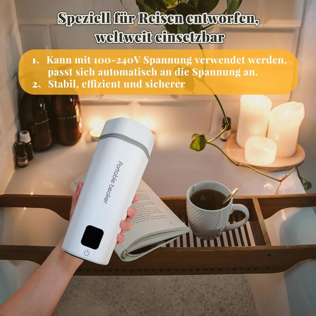 Reise Wasserkocher Klein, 100-240V Universal 350ML Tragbarer Wasserkocher Mini Wassertasse, Edelstah