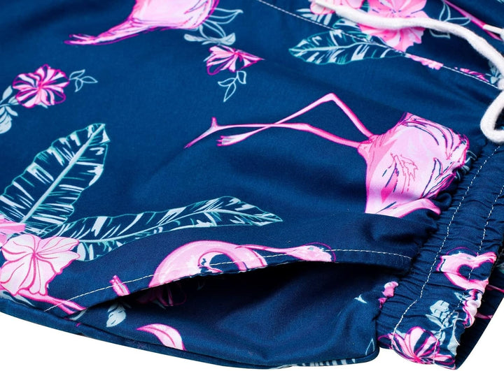 Herren Hawaiihemd Kurzarm Party Hemd Casual Flamingo Floral Strandhemd Bügelfrei Button Down Kurzarm