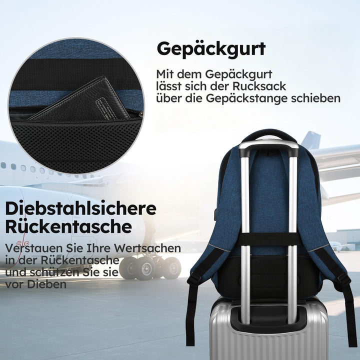 marcello Rucksack Damen,Laptop Rucksäcke mit USB-Ladeanschluss für Arbeit Schule Uni Schulrucksack f