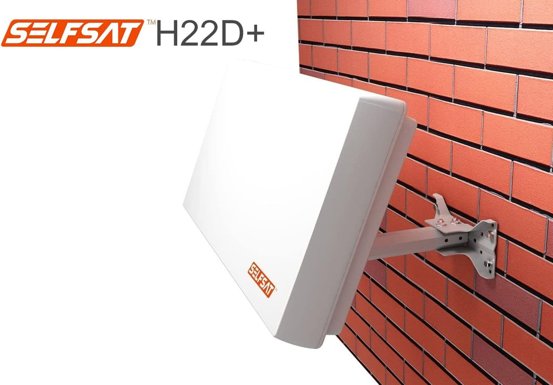 Selfsat H22D1+ 1 TV Teilnehmer SAT Flachantenne Flat + Fensterdurchführung + Kabel Full HD 4K