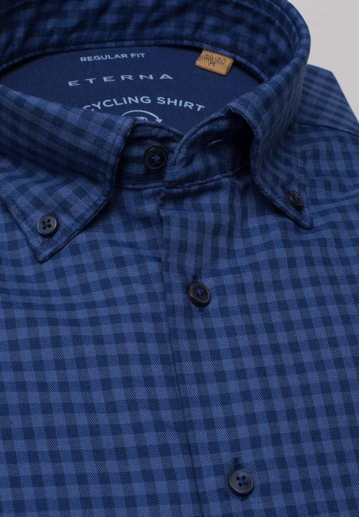 eterna Herren Upcycling Shirt Oxford Regular FIT 40 Blau, 40 Blau