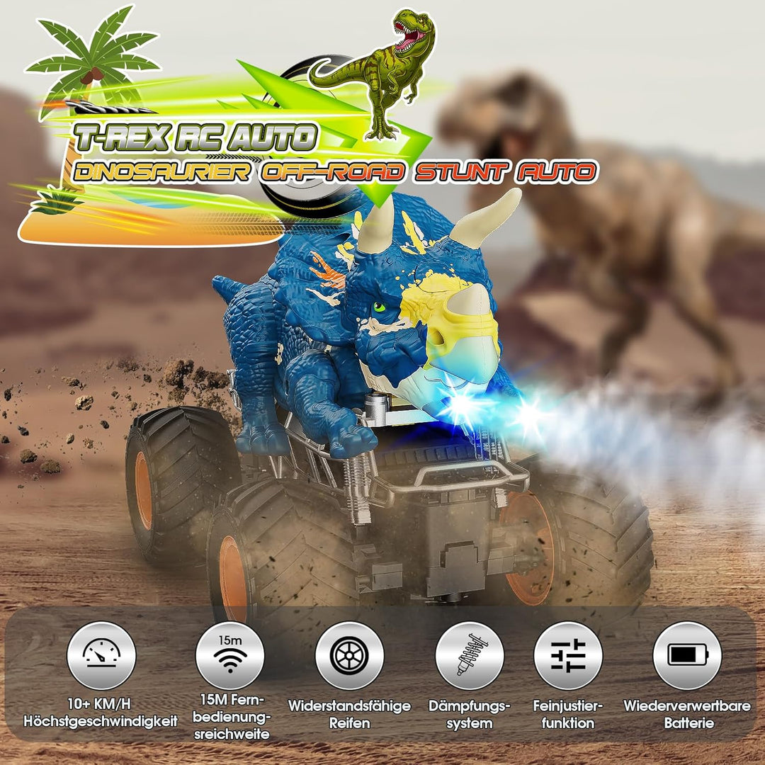 HappyGoLucky Dinosaurier Spielzeug ab 3-10 Jahre Junge, Monstertruck Ferngesteuertes Auto ab 3 4 5 6