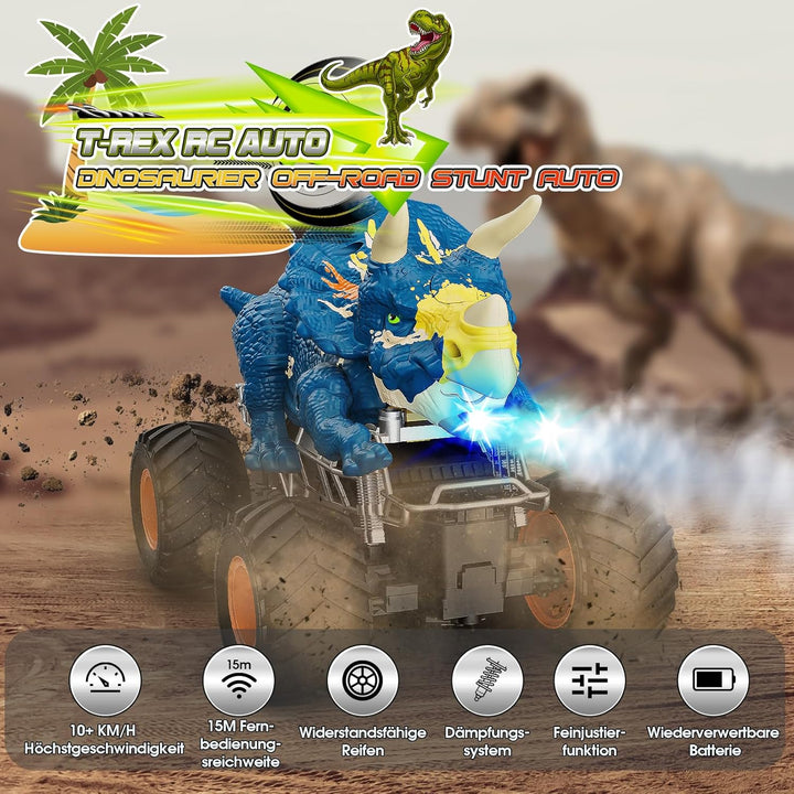 HappyGoLucky Dinosaurier Spielzeug ab 3-10 Jahre Junge, Monstertruck Ferngesteuertes Auto ab 3 4 5 6