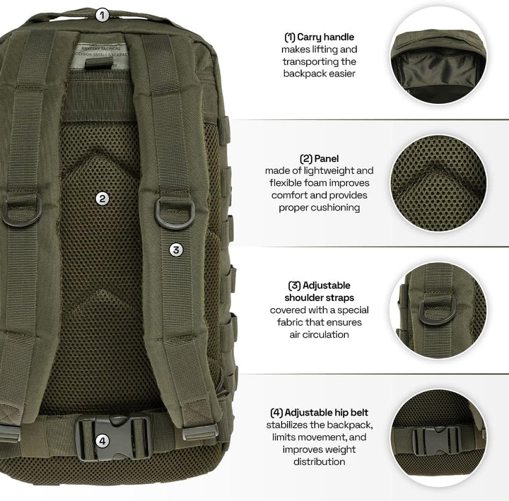 Tactical Polygon Small 20L Taktischer Rucksack – Oliv | Militär & Outdoor Rucksack Herren | Mit MOLL