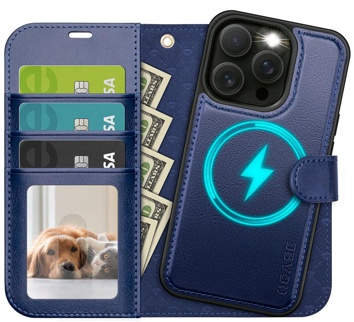 OCASE Kompatibel für iPhone 15 Pro Hülle (2in1) Leder Stossfestes Case, Abnehmbare magnetische Hülle