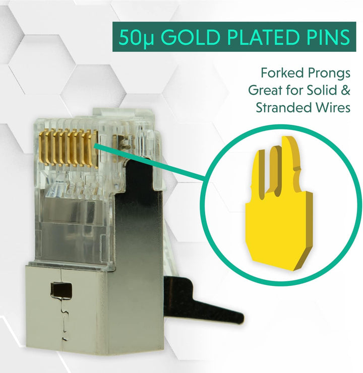 LINKUP - RJ45 Connectors Cat6A Ethernet Shielded Modular Plugs | for Large Diameter Wires (22AWG) Te