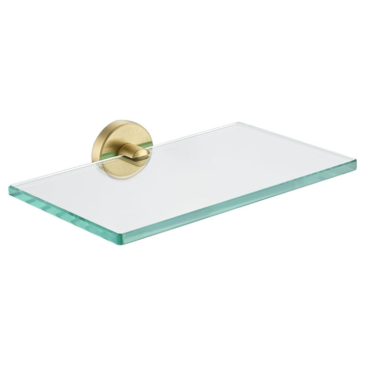 JQK Badezimmer-Glasregal, goldfarben, gehärtetes Glas, Duschaufbewahrung, 20,3 x 12,7 cm, 304 Edelst