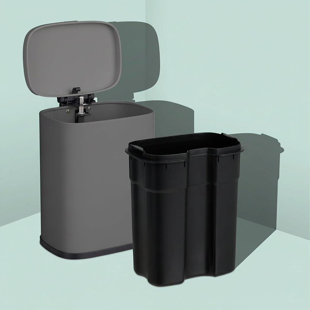 Relaxdays Kosmetikeimer Wandmontage, 3 Liter, Absenkautomatik, Inneneimer, Metall, eckiger Badezimme