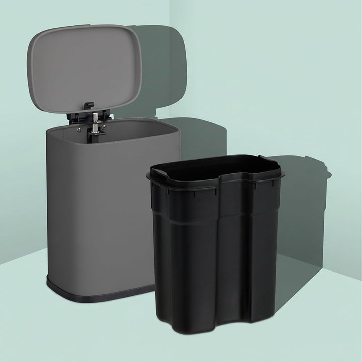 Relaxdays Kosmetikeimer Wandmontage, 3 Liter, Absenkautomatik, Inneneimer, Metall, eckiger Badezimme