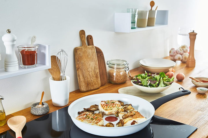 Tefal Ceramic Control Bratpfanne 28 cm, Pfanne Induktion, sichere Keramikpfanne, Thermo-Signal bei i