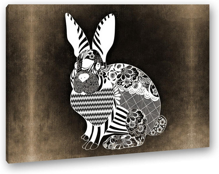 deyoli Abstrakter Hase Format: 80x60 Effekt: Sepia als Leinwandbild, Motiv fertig gerahmt auf Echtho