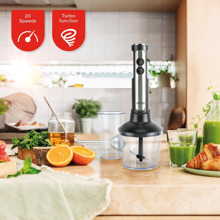 Bourgini Classic Stabmixer - Extra leistungsstarker Stabmixer mit 20 Geschwindigkeiten und Turbofunk