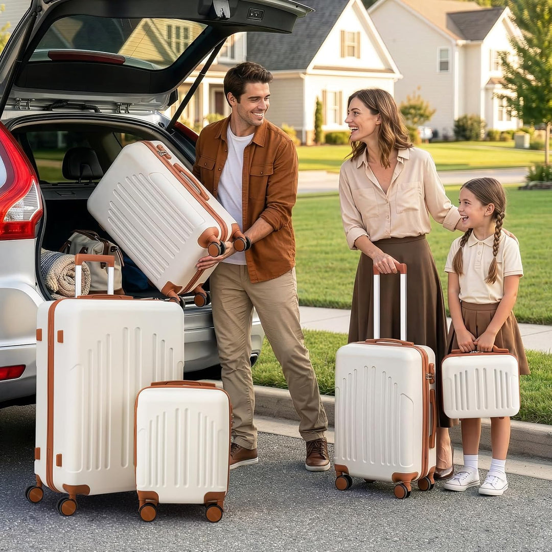 LALAHO Kofferset 5 teilig mit Kosmetikkoffer, Hartschalen Koffer Set aus ABS, Reisekoffer Set, Gepäc