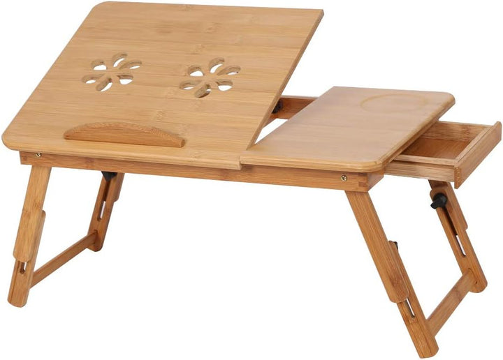 AYNEFY Laptoptisch aus Bambus, Verstellbarer Betttisch, Notebooktisch, Frühstückstablett, Lesetablet
